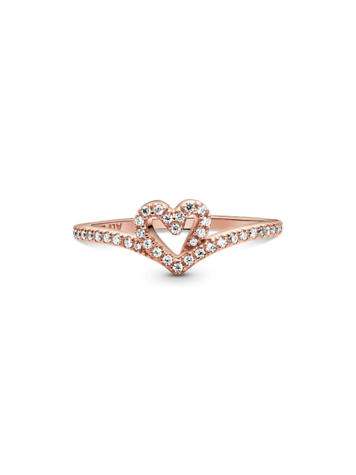 Sparkling Wishbone Heart Ring - Image 5