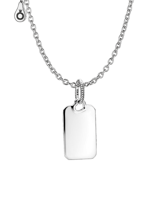 Engravable Rectangle Tag Pendant Necklace Set