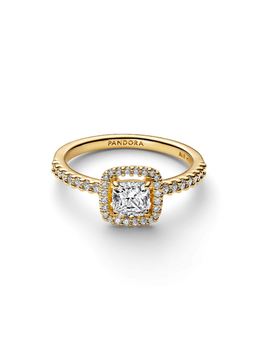 Sparkling Square Clear Halo Ring - Image 3