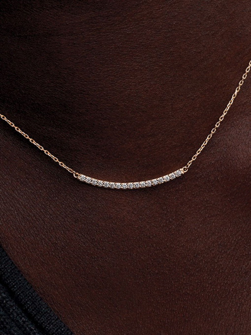 Pandora Era 14k Gold Lab-grown Diamond Pave Bar Necklace - Image 2