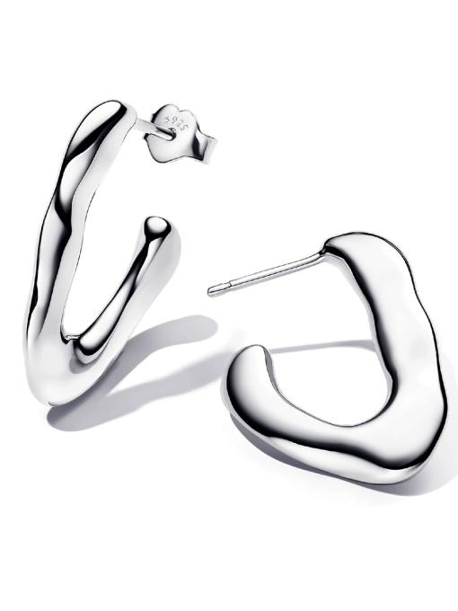 Organically V-shaped Open Hoop Earrings - Image 3