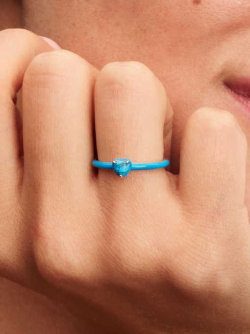 Turquoise-colored Heart Stone Ring - Image 2