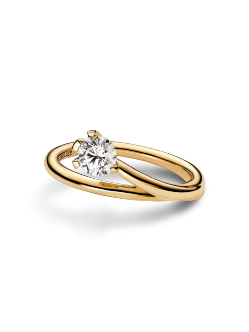 Pandora Nova 14k Gold Lab-grown Diamond Asymmetric Ring - Image 4