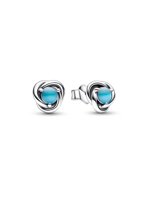 December Turquoise Blue Eternity Circle Stud Earrings - Image 3