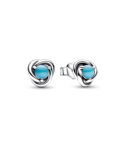 December Turquoise Blue Eternity Circle Stud Earrings