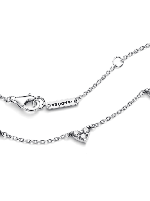 Triple Stone Heart Station Chain Necklace - Image 6