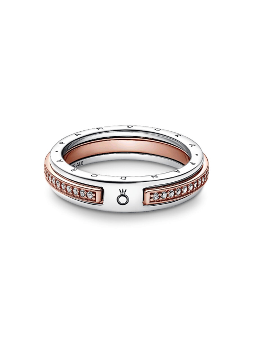 Pandora Signature Two-tone Logo & Pave Ring - Image 3