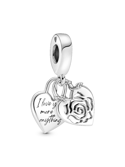 Rose Heart Padlock Dangle Charm - Image 3