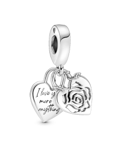 Rose Heart Padlock Dangle Charm