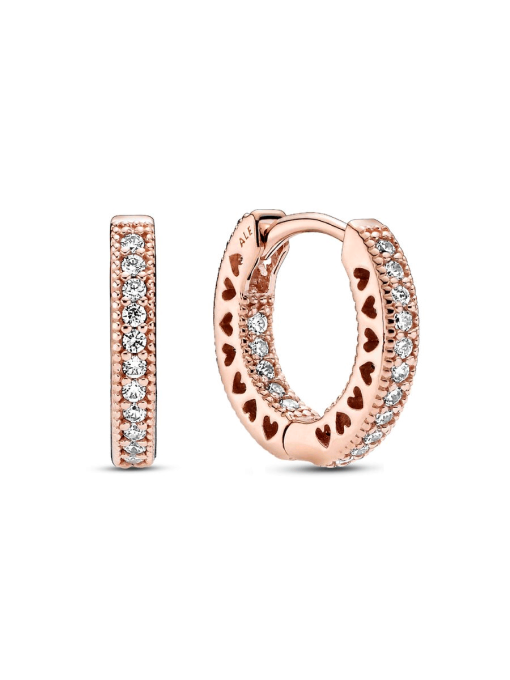 Pave Heart Hoop Earrings - Image 3