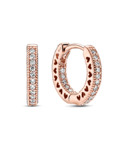 Pave Heart Hoop Earrings