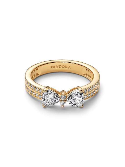 Sparkling Bow Double-row Ring - Image 3