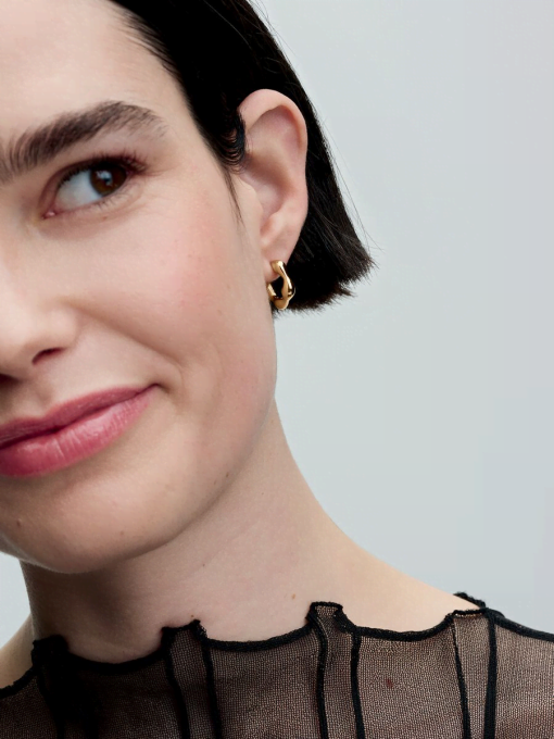 Organically Shaped Open Hoop Earrings - Image 4