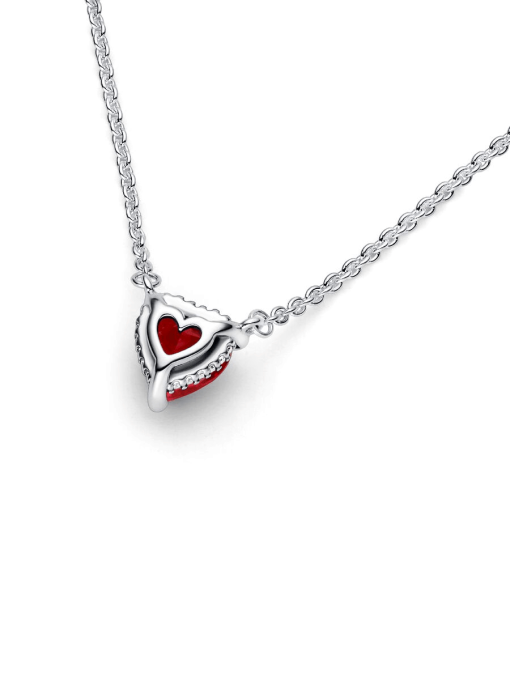 Sparkling Heart Halo Pendant Collier Necklace - Image 4