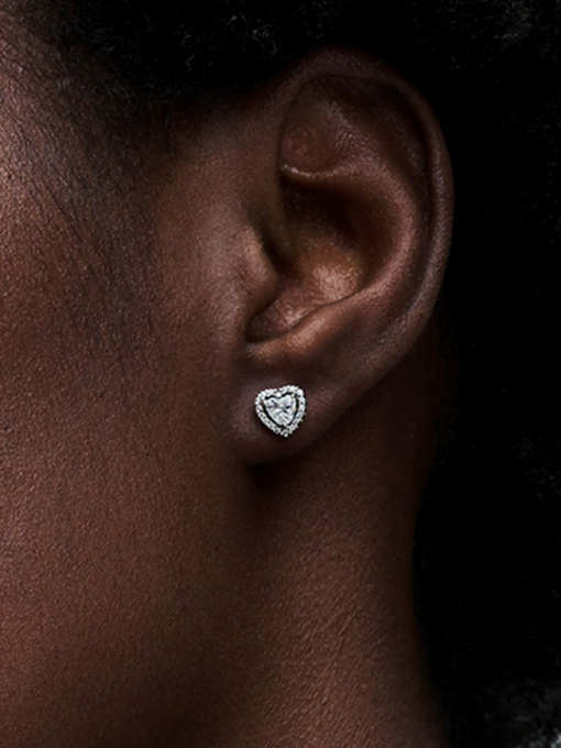 Elevated Heart Stud Earrings - Image 2