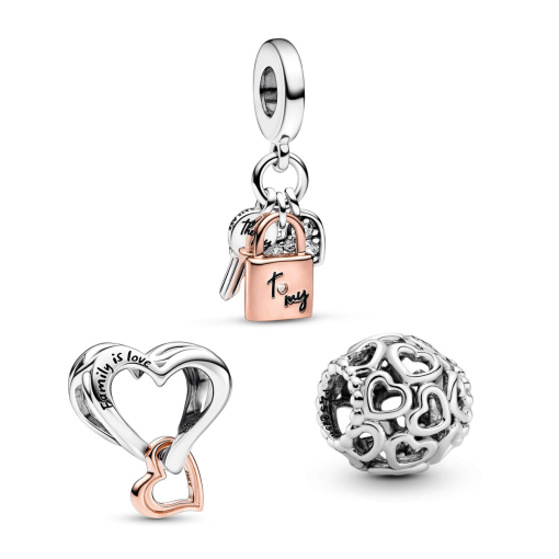 Love Lock and Key Charm Trio