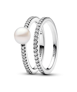 Treated Freshwater Cultured Pearl Ring Band Set