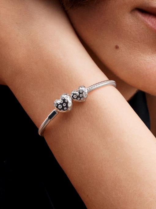 Pandora Sterling Silver Lab-grown Diamond Heart Clasp Snake Chain Bracelet - Image 4