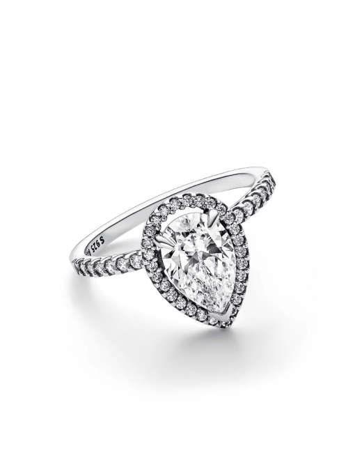 Sparkling Pear Halo Ring - Image 5