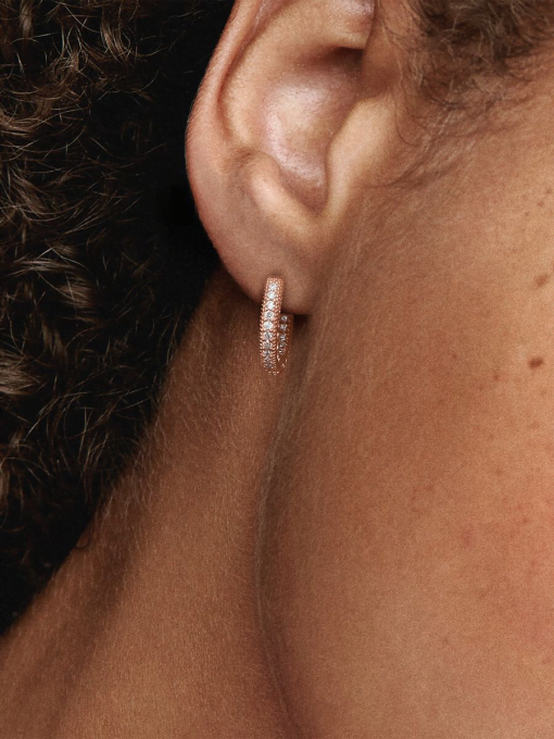 Pave Heart Hoop Earrings - Image 2