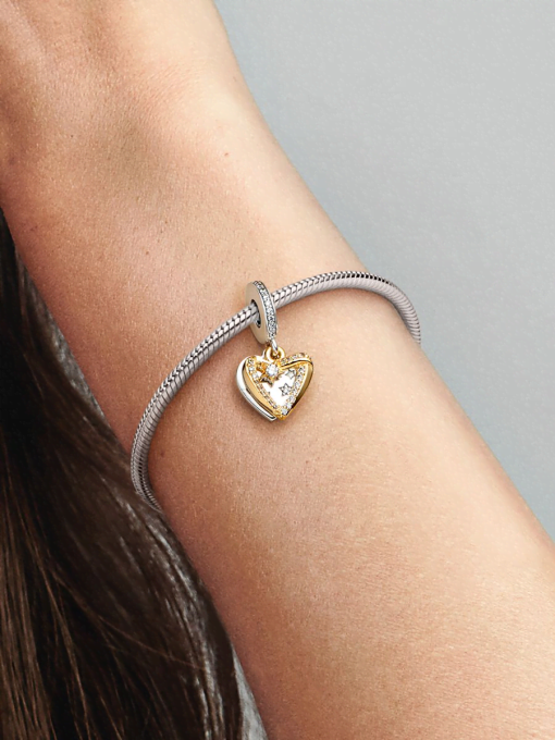 Shooting Star Hearts Double Dangle Charm - Image 2