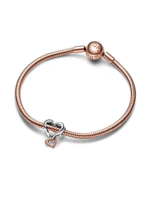 Two-tone Openwork Infinity Heart Charm - Image 5