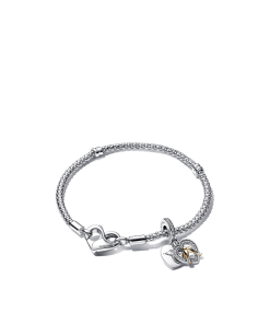 Two-tone Happy Anniversary Charm & Bracelet Set