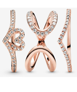 Lots of Love and Sparkle Stacking Ring Set