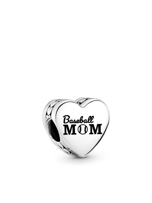 Engravable Baseball Mom Heart Charm - Image 2