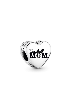 Engravable Baseball Mom Heart Charm