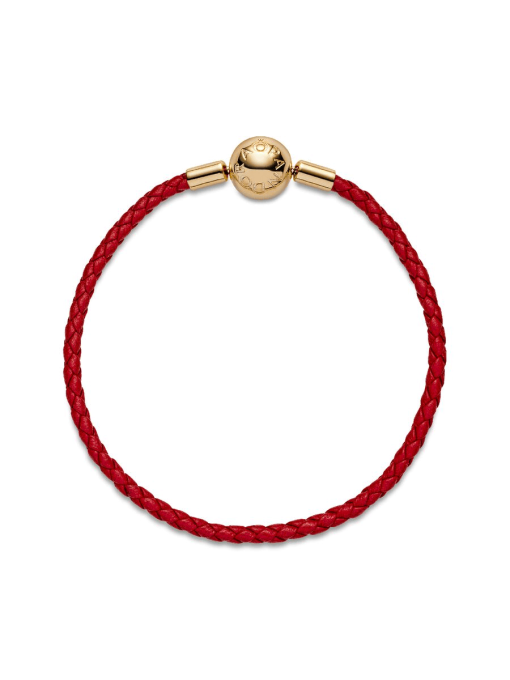 Pandora Moments Red Woven Leather Bracelet - Image 4
