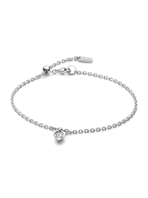 Pandora Talisman Sterling Silver Lab-grown Diamond Heart Chain Bracelet - Image 2