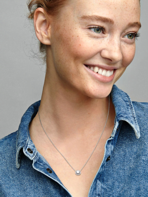 Round Sparkle Halo Necklace - Image 4