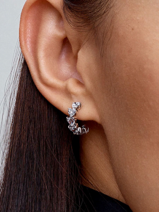Sparkling Hearts Open Hoop Earrings - Image 2