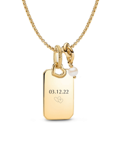 June Engravable  Dangle Charm Necklace Set