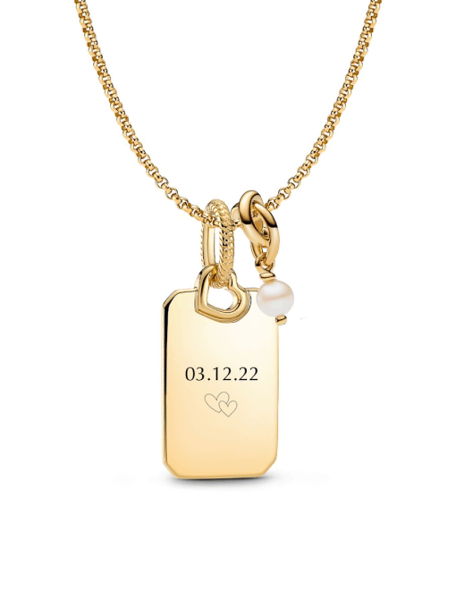 June Engravable  Dangle Charm Necklace Set