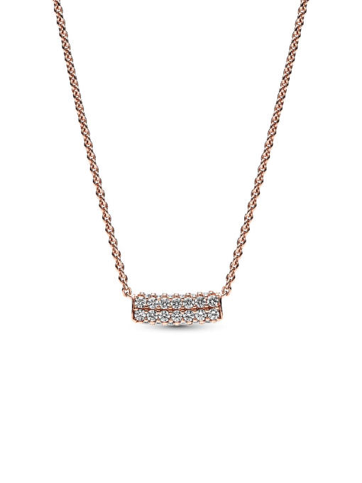 Pandora Timeless Pave Double-row Bar Collier Necklace