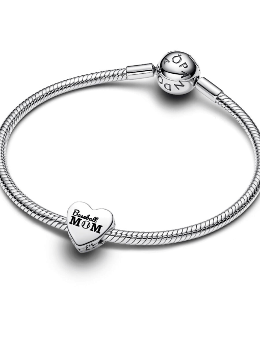 Engravable Baseball Mom Heart Charm - Image 3