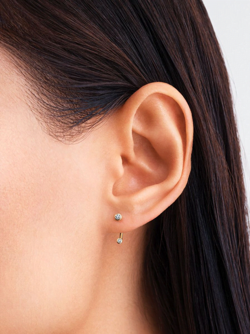 Pandora Era Bezel Lab-Grown Diamond Ear Jacket Stud Earrings - Image 4