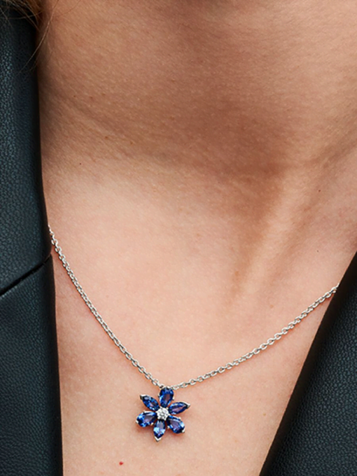 Sparkling Blue Herbarium Cluster Pendant Necklace - Image 2