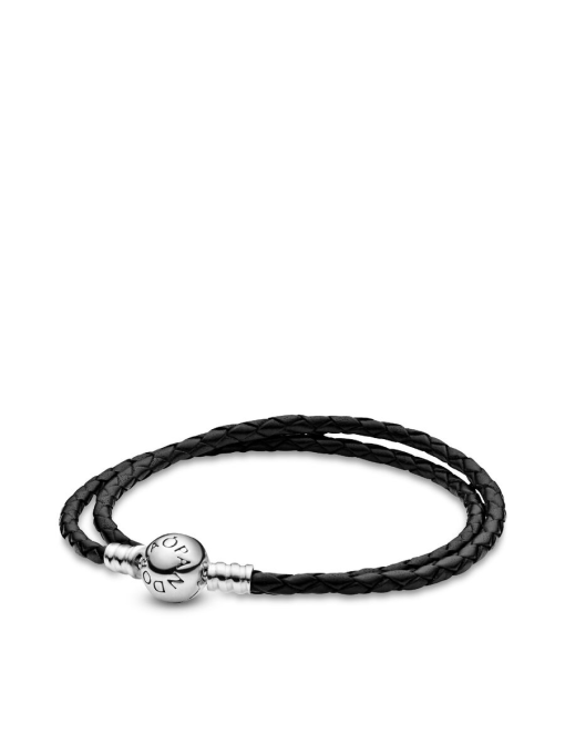Pandora Moments Double Black Leather Bracelet