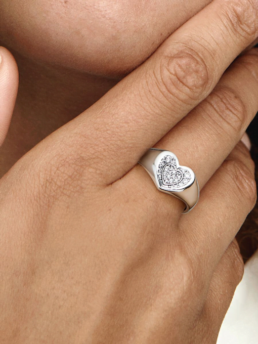 FINAL SALE - Radiant Heart Pave Signet Ring - Image 2