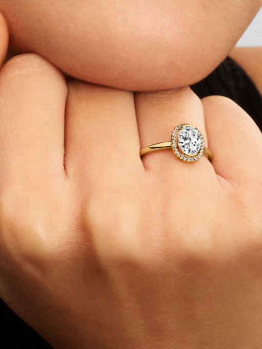 Oval Sparkling Halo Ring - Image 2