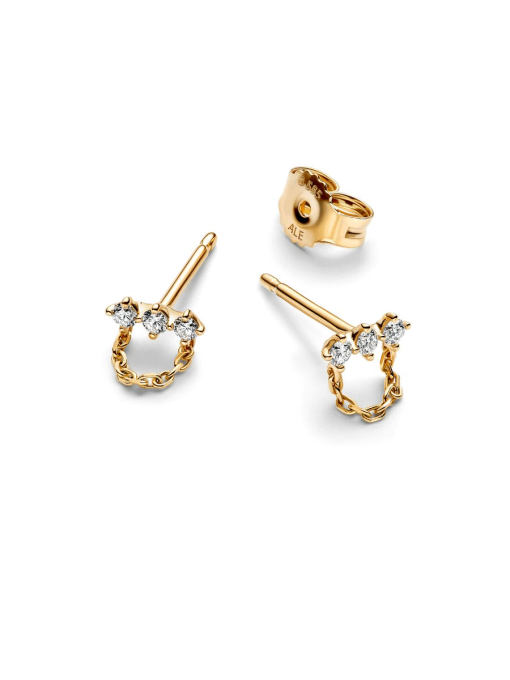 Pandora Era Lab-Grown Diamond Trio Chain Stud Earrings - Image 5
