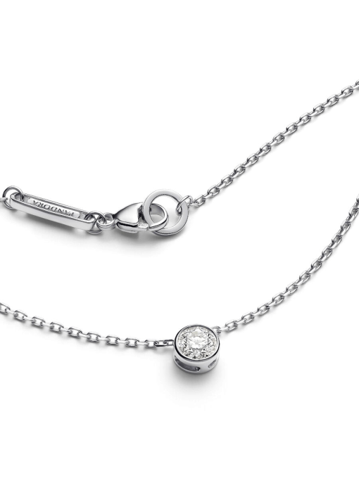 Pandora Era Bezel Sterling Silver Lab-grown Diamond Pendant Necklace - Image 5