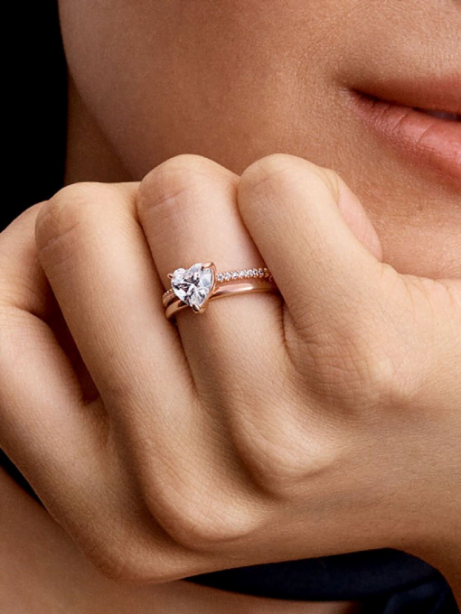 Double Band Heart Ring - Image 2