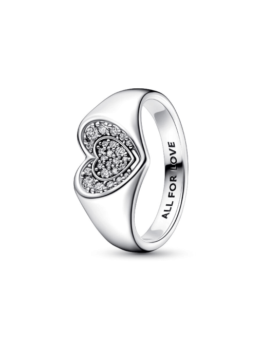 FINAL SALE - Radiant Heart Pave Signet Ring - Image 3
