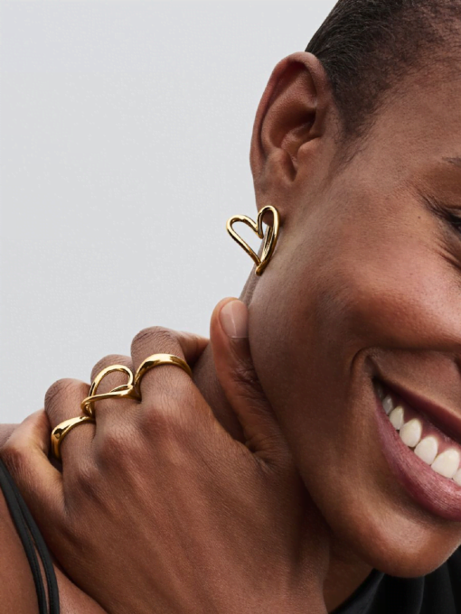 Organically Shaped Heart Hoop Earrings - Image 6