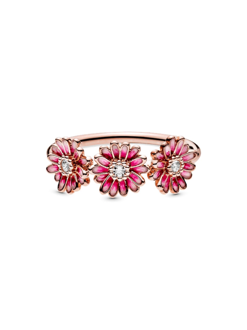 Pink Daisy Flower Trio Ring - Image 6