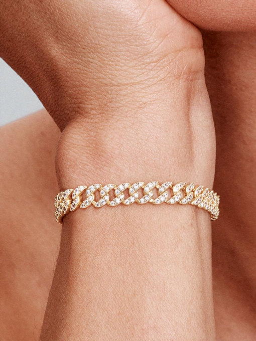 Pave Cuban Chain Bracelet - Image 2
